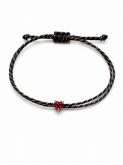 Pulseira fio de seda turmalina rosa coração