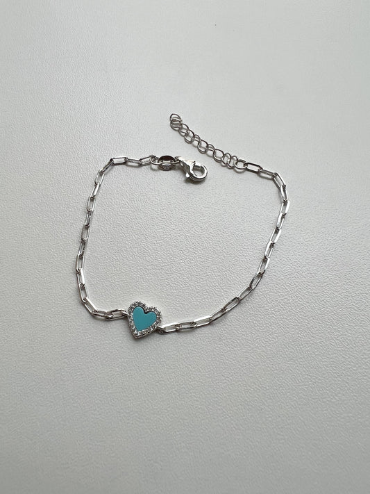 Pulseira coração corrente elos