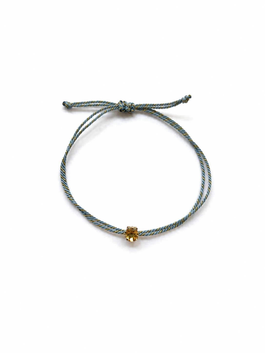 Pulseira fio de seda flor citrino