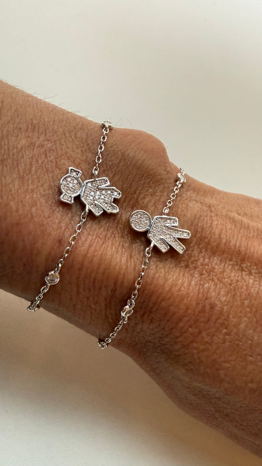 Pulseira Menina e menino moissanite