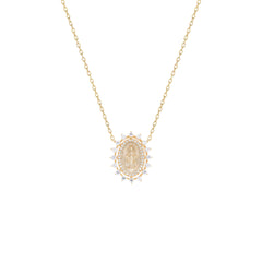 Colar medalha milagrosa Moissanites cravação coroa