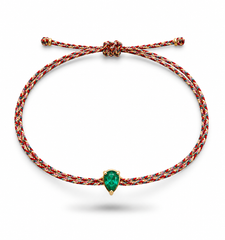 Pulseira fio de seda esmeralda gota 4x6mm