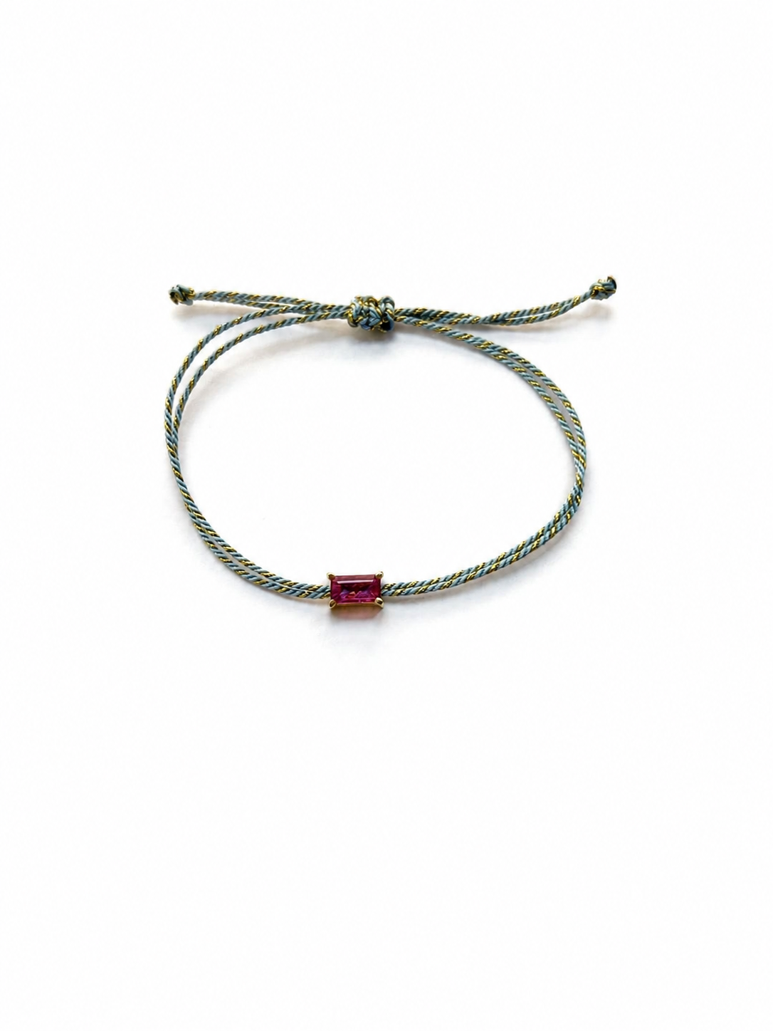 Pulseira fio de seda turmalina rosa