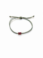 Pulseira fio de seda turmalina rosa
