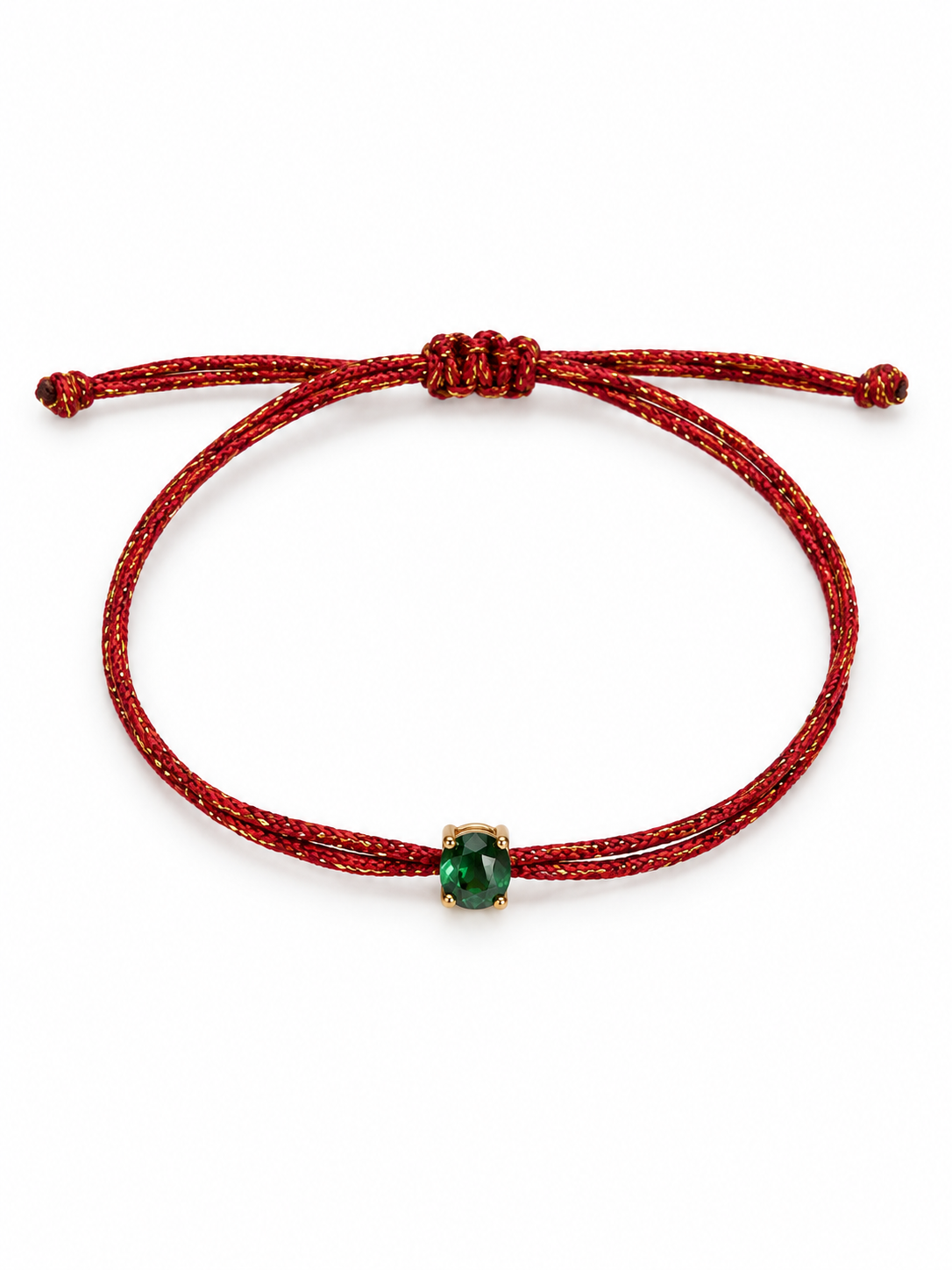 Pulseira fio de seda esmeralda redonda 5mm