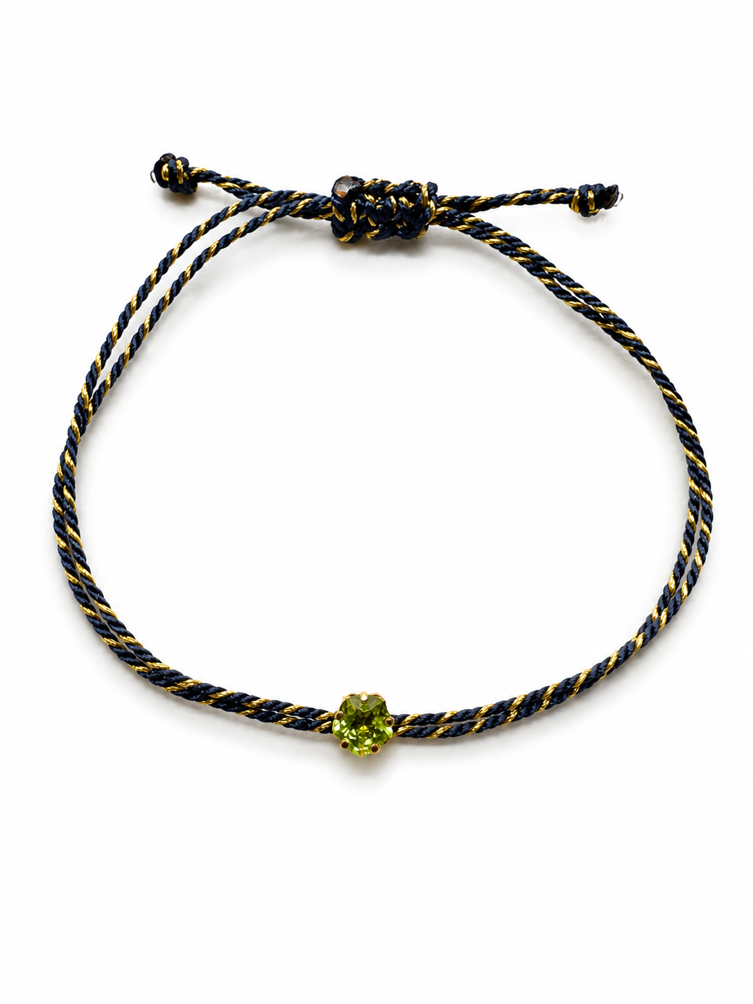 Pulseira fio seda trevo peridoto