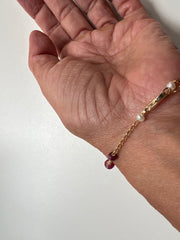 Pulseira Medalha pérolas e rubis