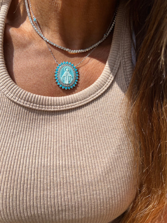 Medalha Nossa Senhora das Graças Turquesa