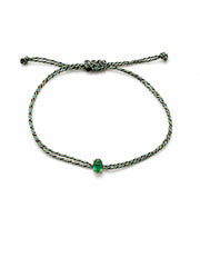 Pulseira esmeralda oval fio de seda