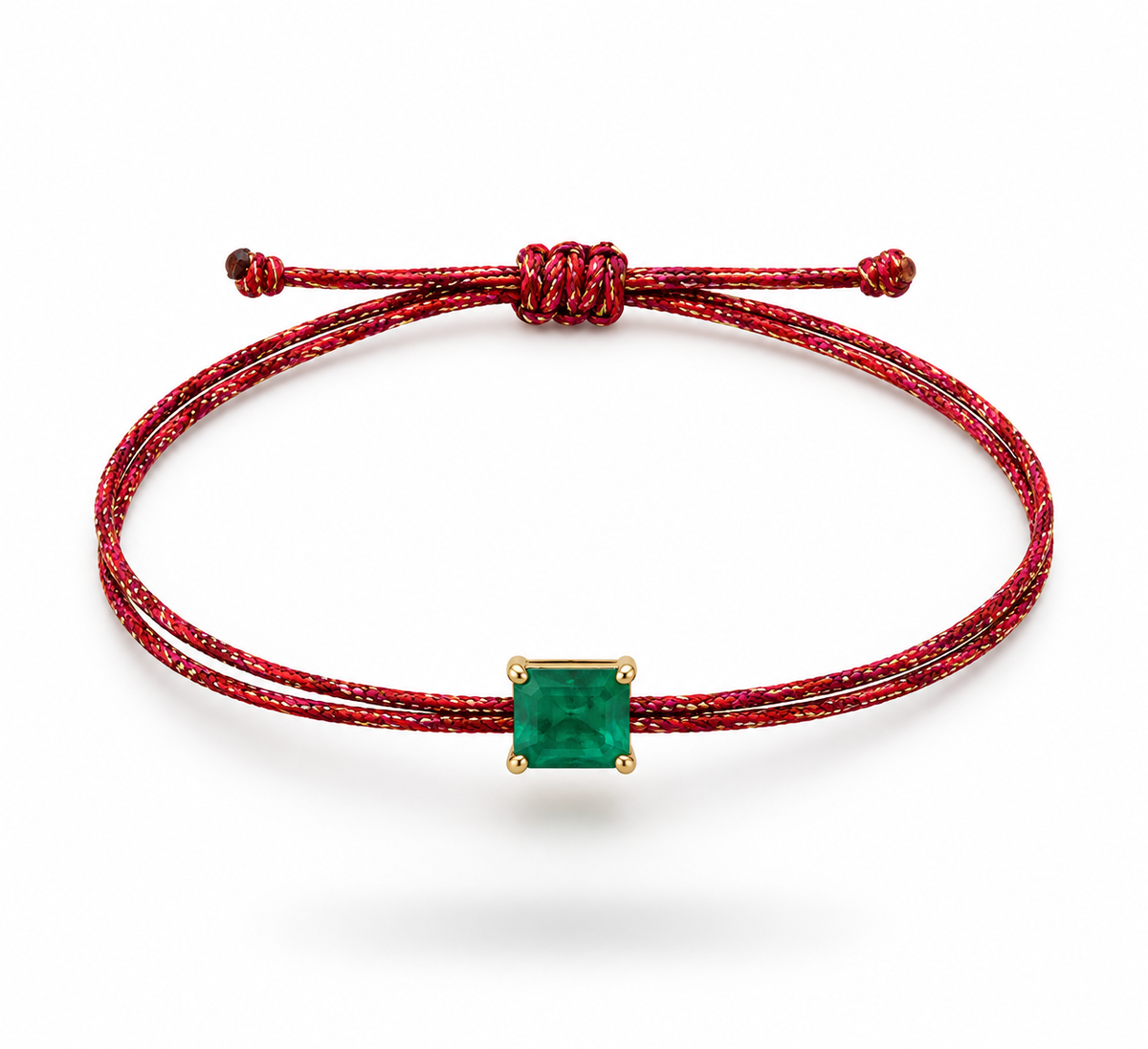 Pulseira fio de seda 5x6mm esmeralda