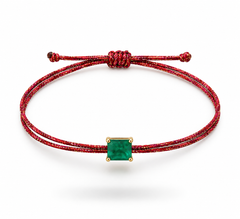 Pulseira fio de seda 5x6mm esmeralda