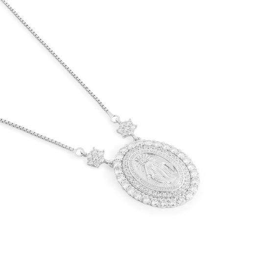 Medalha milagrosa flor Moissanite