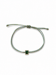 Pulseira fio de seda turmalina verde indicolita