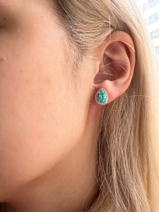 Brinco moissanite pedra Paraíba