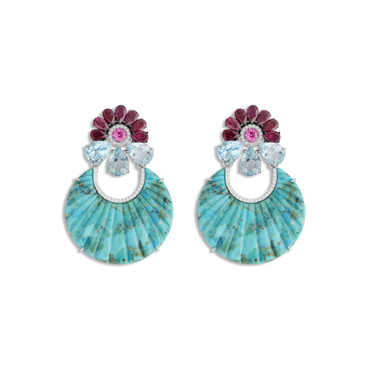 Brinco concha turquesa e Moissanites
