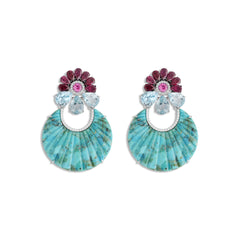 Brinco concha turquesa e Moissanites