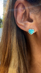 Brinco heart turquesa e Moissanites