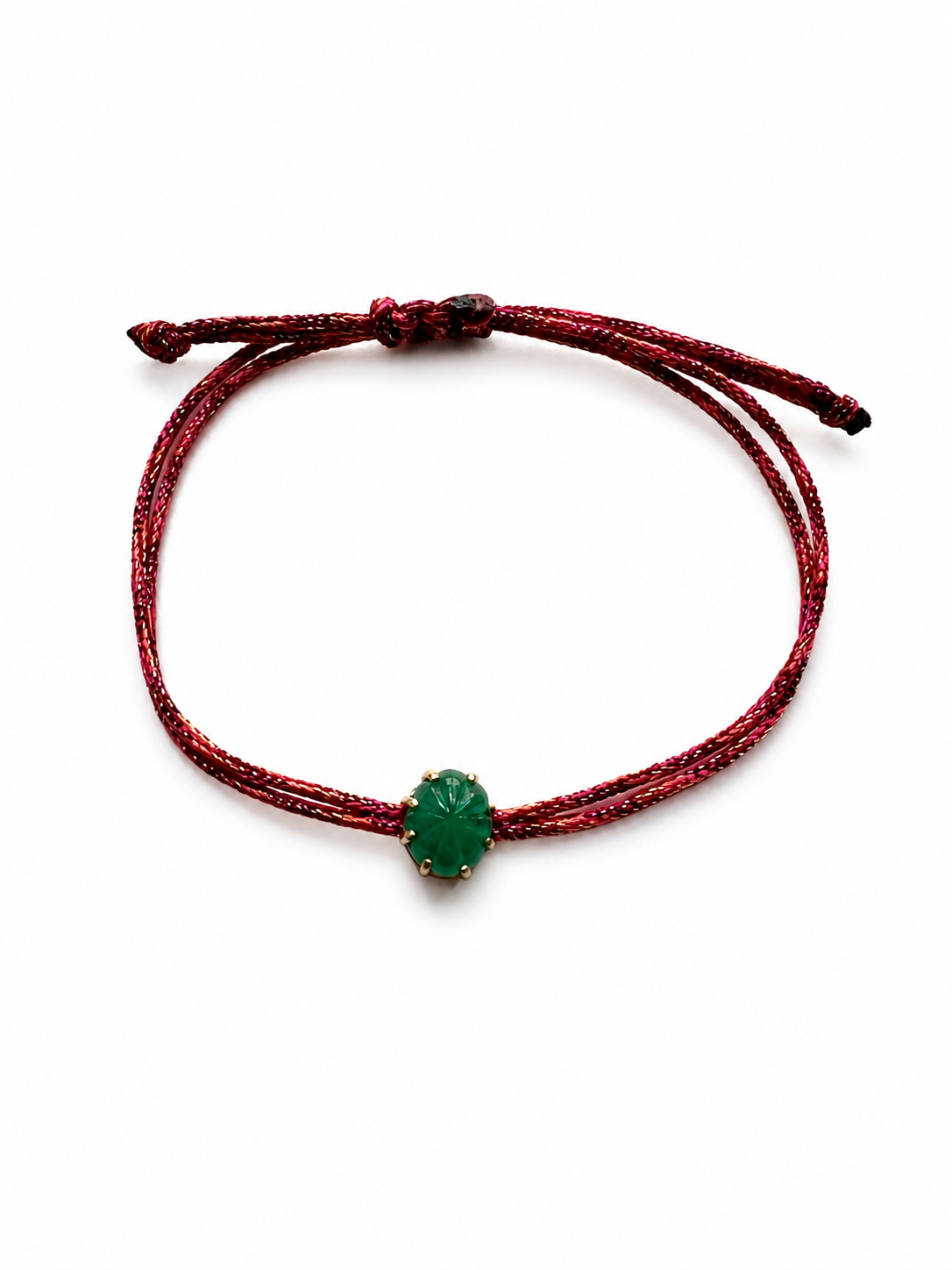 Pulseira fio de seda esmeralda pudin