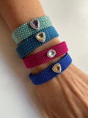 Pulseira macramé pedras naturais/moissanite