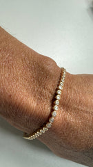 Pulseira cravação inglesa Moissanite B Ouro