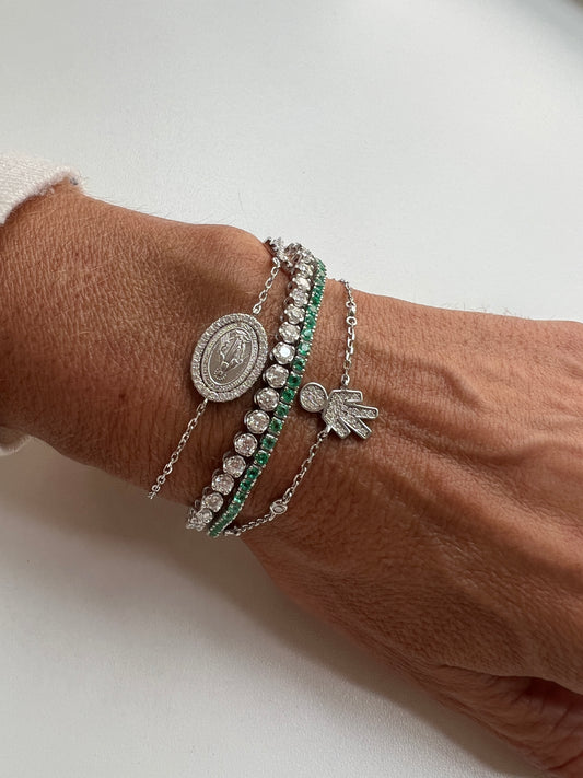 Pulseira riviera moissanite redonda 4 garras