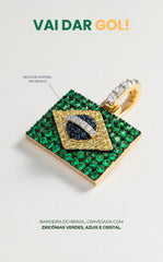 Pingente Bandeira Brasil moissanite