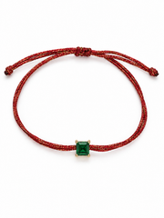 Pulseira fio de seda esmeralda 5x5mm