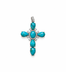 Pingente cruz turquesa e Moissanites