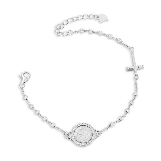 Pulseira medalha São Bento moissanites