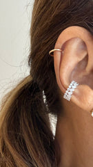 Piercing Duas fileiras navete Moissanites