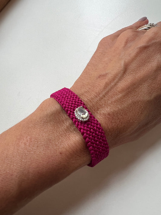 Pulseira macramé pedras naturais/moissanite