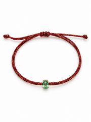Pulseira fio de seda esmeralda oval 6x4
