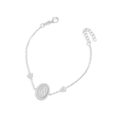 Pulseira Medalha milagrosa flor Moissanite
