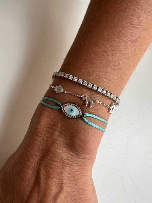 Pulseira fio de seda olho grego