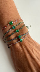 Pulseira fio de seda Esmeralda 4x5mm