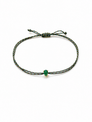 Pulseira esmeralda gota 4x6mm fio de seda