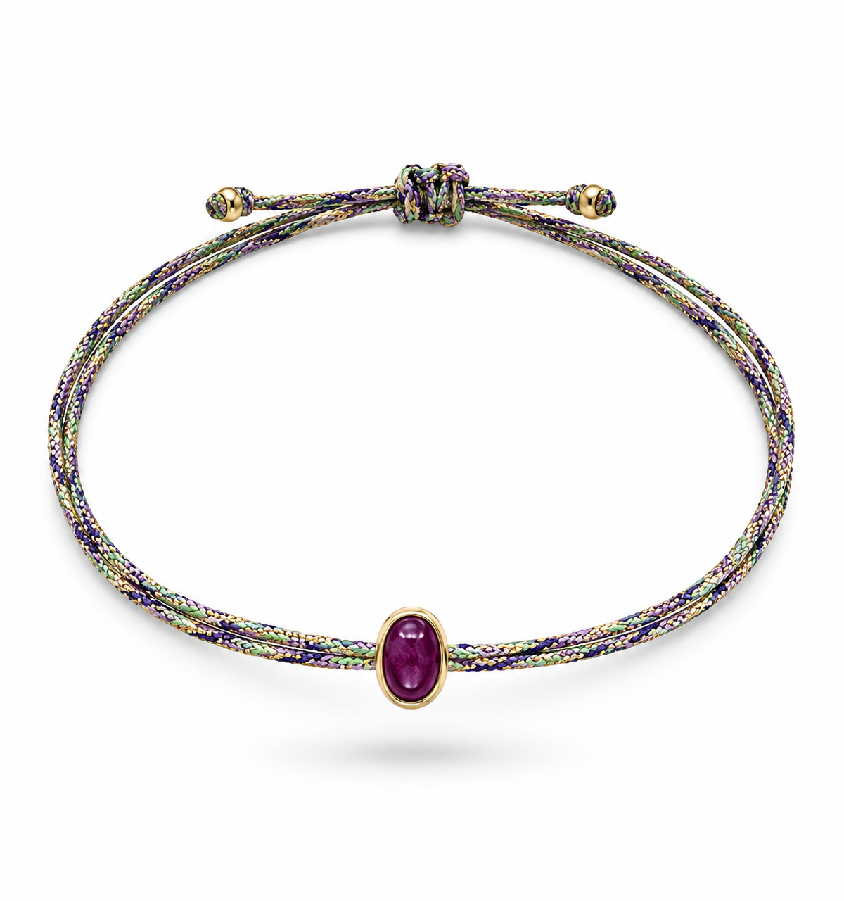 Pulseira fio de seda rubi star 4x6mm