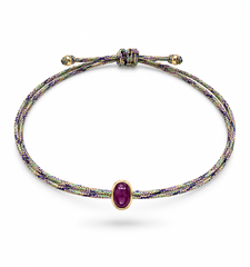 Pulseira fio de seda rubi star 4x6mm