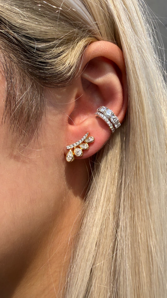 Earcuff pétalas Moissanites