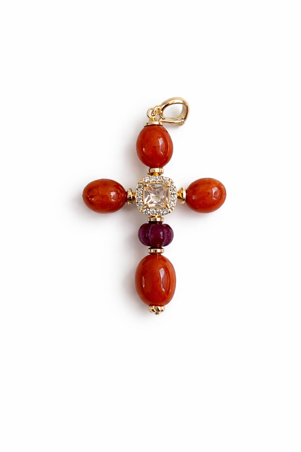 Pingente crucifixo pedras naturais