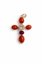 Pingente crucifixo pedras naturais