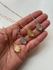 Colar medalha milagrosa corrente bolinhas