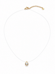 Colar ponto de luz fio silicone Moissanite
