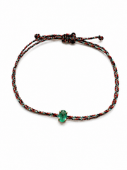 Pulseira fio de seda esmeralda 4x6mm