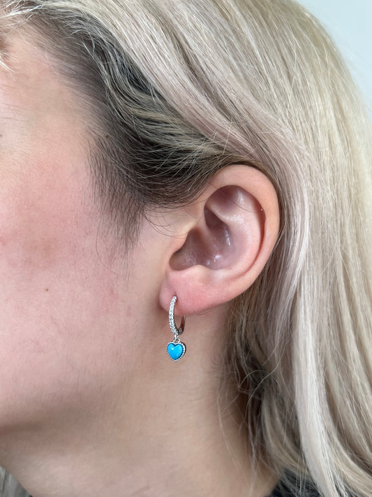 Argola heart turquesa