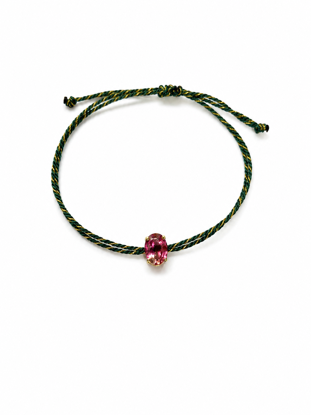 Pulseira turmalina rosa bicolor