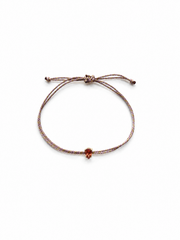 Pulseira fio de seda  safira laranja oval