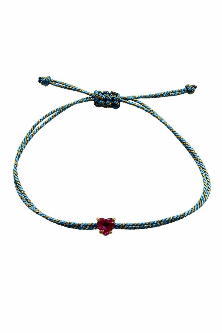Pulseira coração turmalina rosa