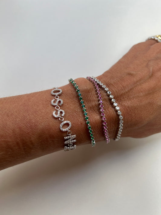 Pulseira riviera Esmeralda três garras 2mm