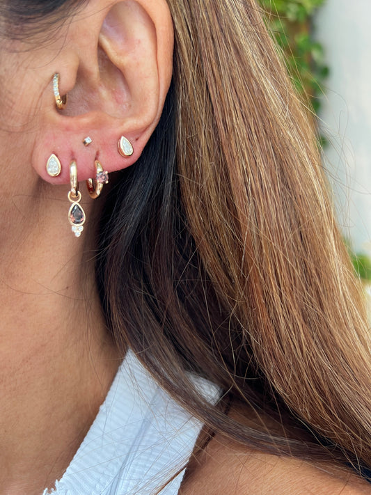 Brinco gota moissanite